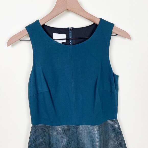 Stunning Cocktail Sheath Dress Mini Midi Faux Leather Wedding Guest Quiet Luxury - Picture 4 of 8